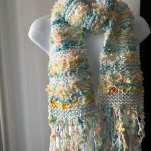 Colorful Knit Scarf with Fringe